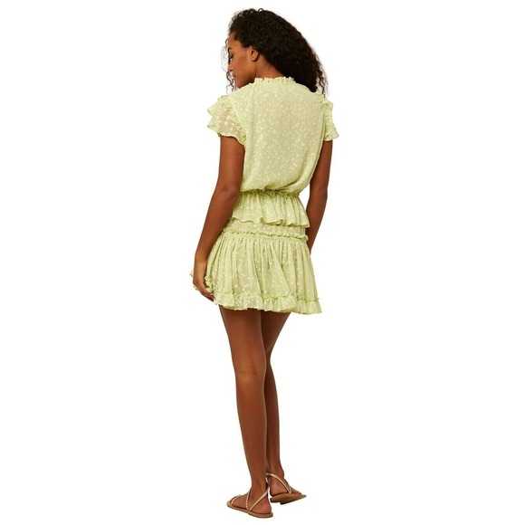 Misa Lilian Tiered Honeydew Ruffle V-Neck Clip Dot Mini Dress Size XS  coquette - Picture 10 of 15